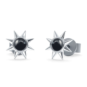 Minimalist Sun Black Onyx Stud Earring 925 Sterling Silver Wholesale